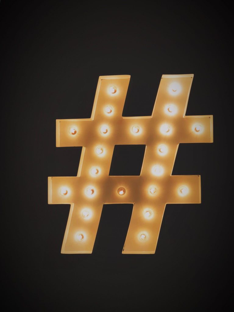 neon hashtag sign